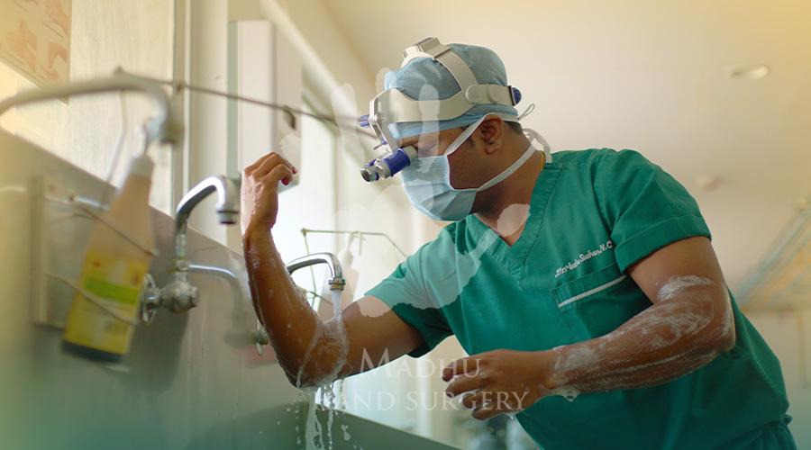 Dr.Madhusudhan NC washing hand