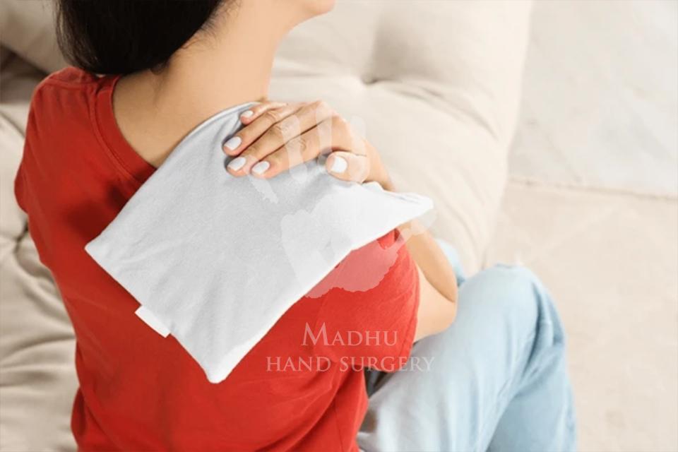 Heat therapy on shoulder